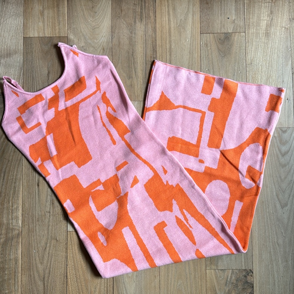 Pink and Orange Bodycon Maxi Dress